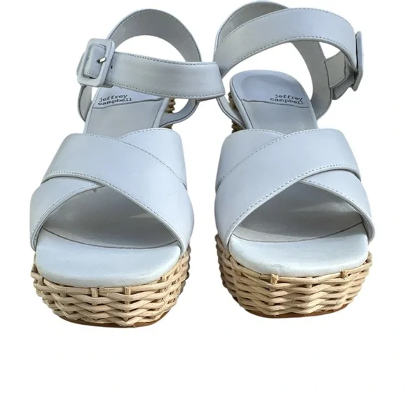 Jeffrey Campbell Amma Rattan White Platform Sandals - Picture 5 of 11